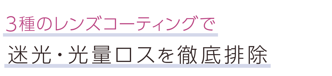 3種のレンズコーティングで迷光・光量ロスを徹底排除