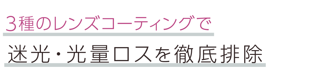 3種のレンズコーティングで迷光・光量ロスを徹底排除