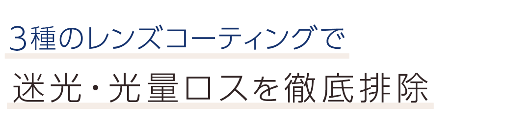 3種のレンズコーティングで迷光・光量ロスを徹底排除