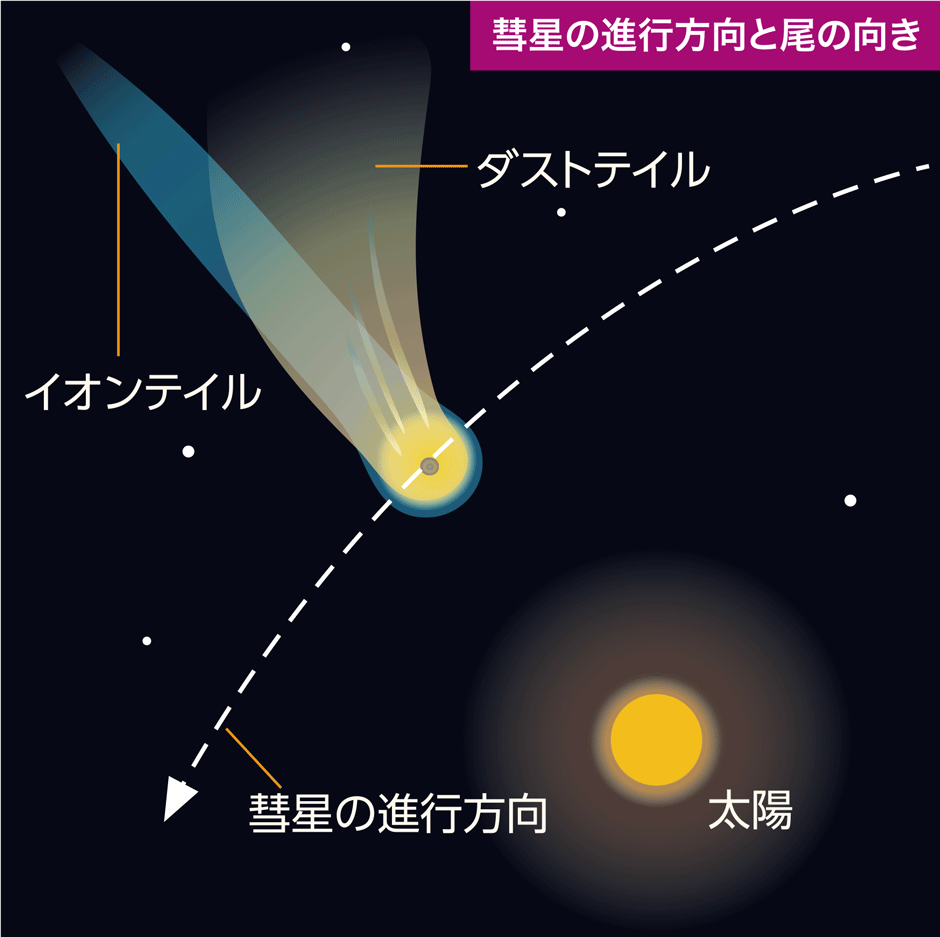 画像:彗星の進行方向と尾の向き